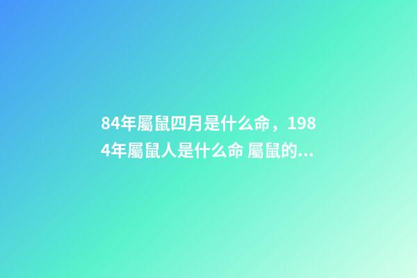 84年屬鼠四月是什么命，1984年屬鼠人是什么命 屬鼠的48年生人是什么命，四月出生的人命好不好-第1張-觀點-玄機派
